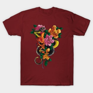 Japanese Oni Mask and Snake T-Shirt